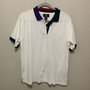 Cutter & Buck Men’s Polo Size L White Green/Purple